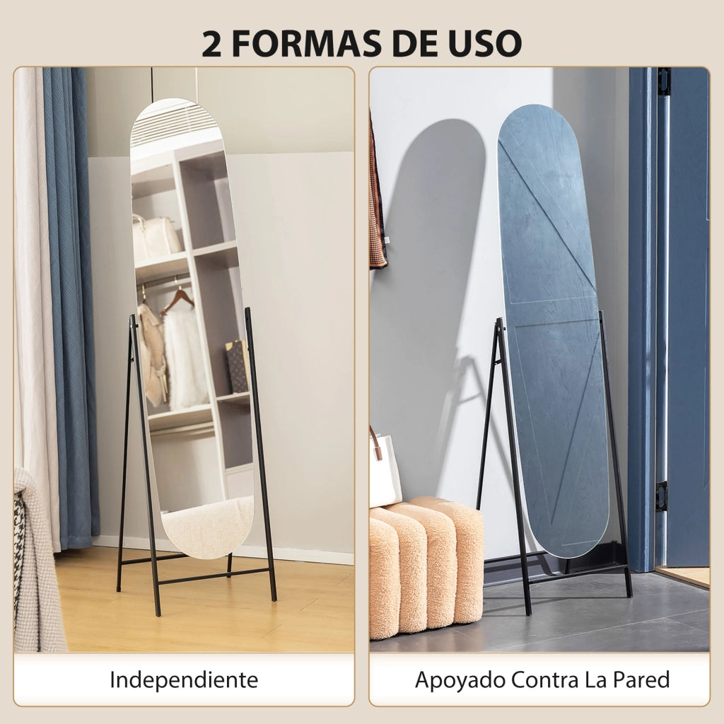 Specchio a Pieno Corpo Arcuato ¨C zephmum ¨C Nero 160x40 cm