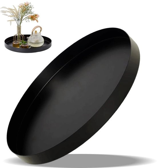 Piatto di servizio decorativo in acciaio inossidabile, nero, 30 cm