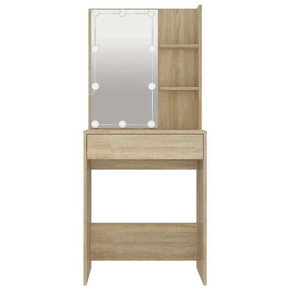 Dressing Table With LED Lighting, Sonoma Oak, 60x40x140 Cm