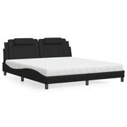 Letto Viana con Materasso Nero 180x200 cm in Similpelle