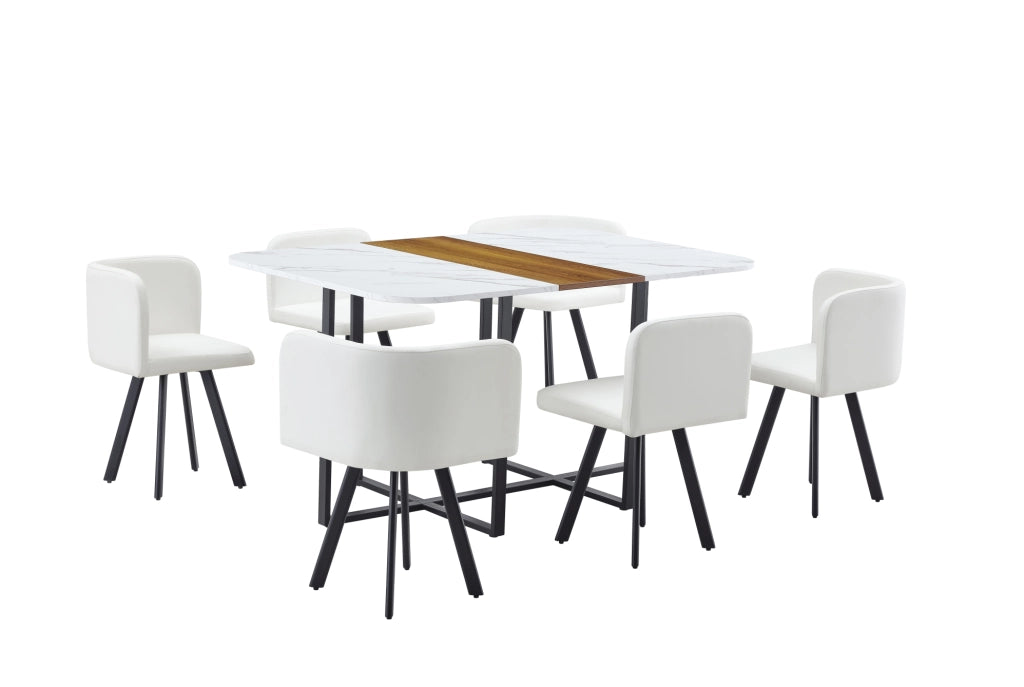 Set da pranzo con tavolo estensibile e sedie; MDF e metallo nero