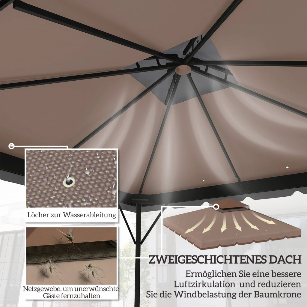 Tetto sostitutivo per gazebo 3x3m ¨C zephmum ¨C impermeabile doppio tetto fori drenaggio khaki