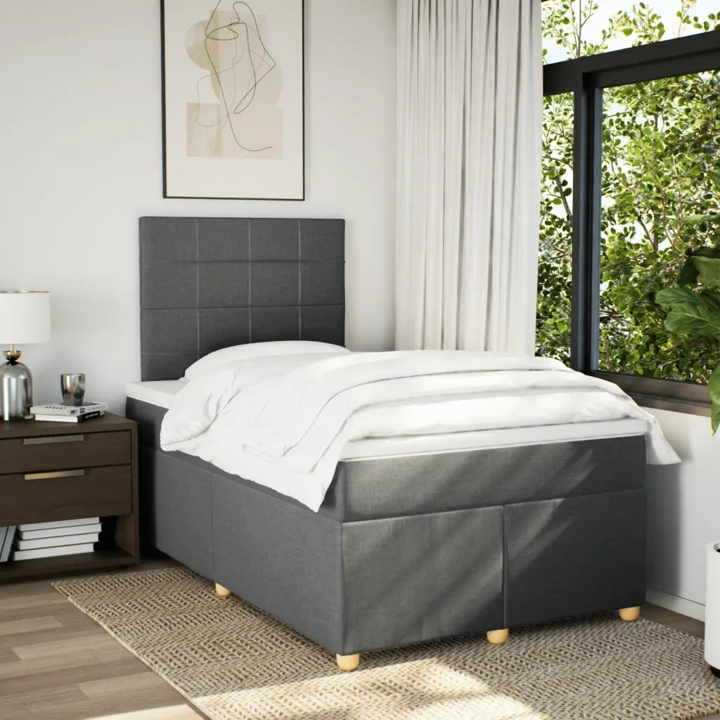 Giroletto a Molle con Materasso Grigio Scuro 120x200 cm Tessuto