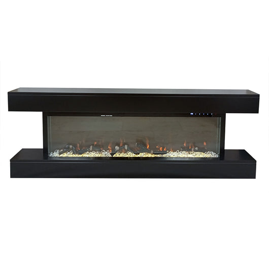 Camino Elettrico da Parete o Incasso Alaro Ultra+ 152x18x52 cm Effetto Fiamma Telecomando in MDF Nero