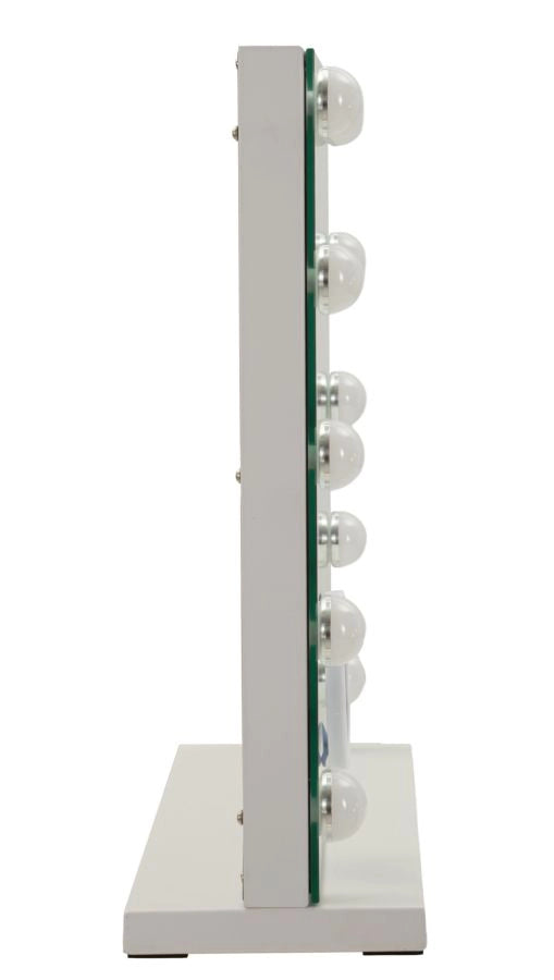Specchio da Tavolo Hollywood 55x14x43 cm in Ferro e Specchio Bianco