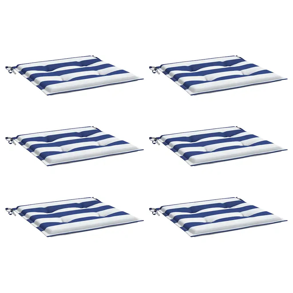Cuscini per Sedia 6 pz Strisce Bianche e Blu 40x40x4 cm Tessuto 361013
