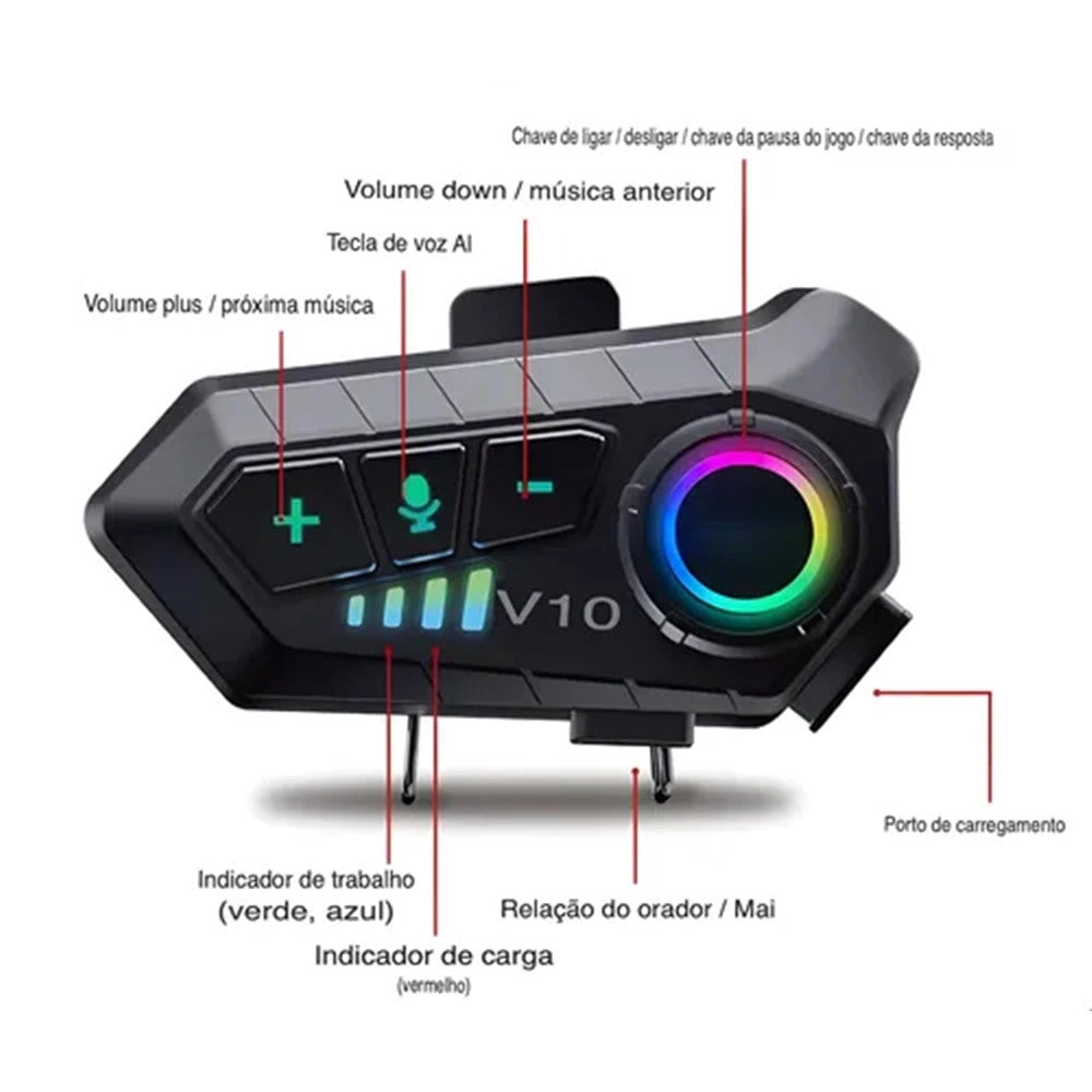 Trade Shop - Auricolare Cuffie Casco Moto 5.3 Interfono Ipx6 Impermeabile Risposta Automatica Le-524 -