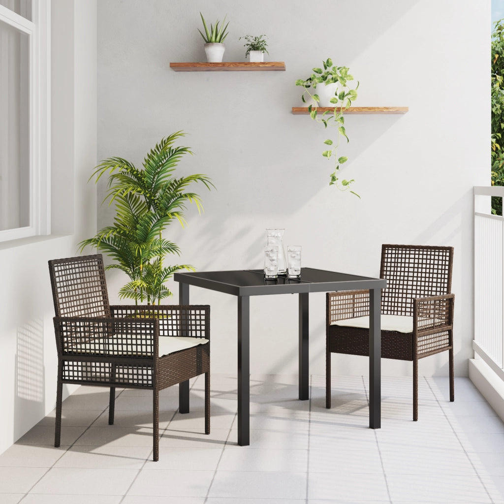 Sdraio da Giardino  2 pz con Cuscini Marrone Polirattan