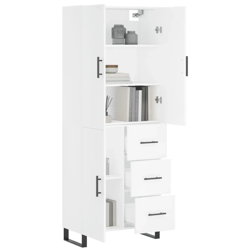 Credenza | Madia | Buffet da pranzo | Armadio da pranzo Bianca 69,5x34x180 cm in Legno Multistrato