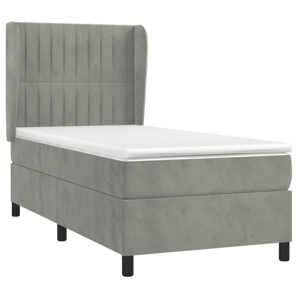 Giroletto a Molle con Materasso Grigio Chiaro 80x200 cm Velluto cod mxl 59662
