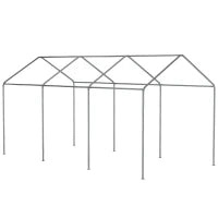 Tendone da Giardino ad Altezza Regolabile in Acciaio e PE per Auto Piccole e Medie, 600x295x265-310 cm, Beige