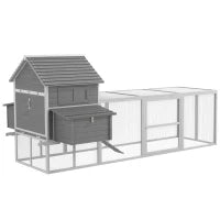 Pawhut Pollaio da Giardino con Casetta per Galline, Rampa e Area Aperta, 310.5x149.5x149cm, Grigio