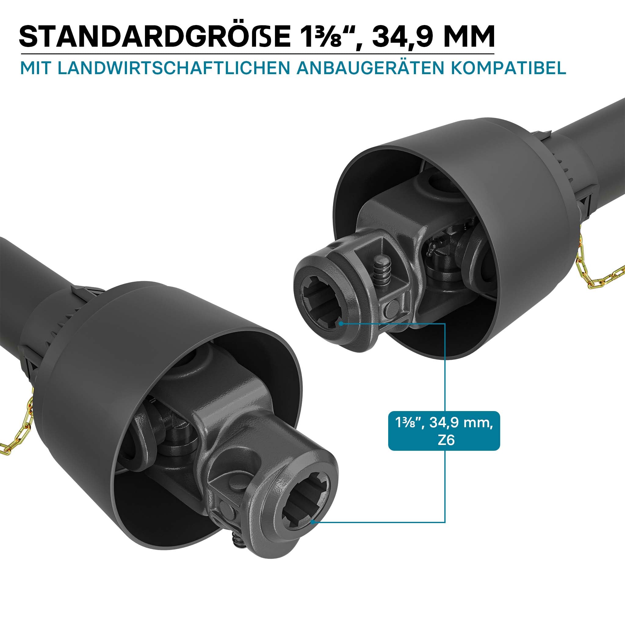 Albero cardanico T5 Giunto cardanico 1800-1980mm 620Nm 540rpm Cardano 54kW (74CV) 2x 1 3/8" 6 denti