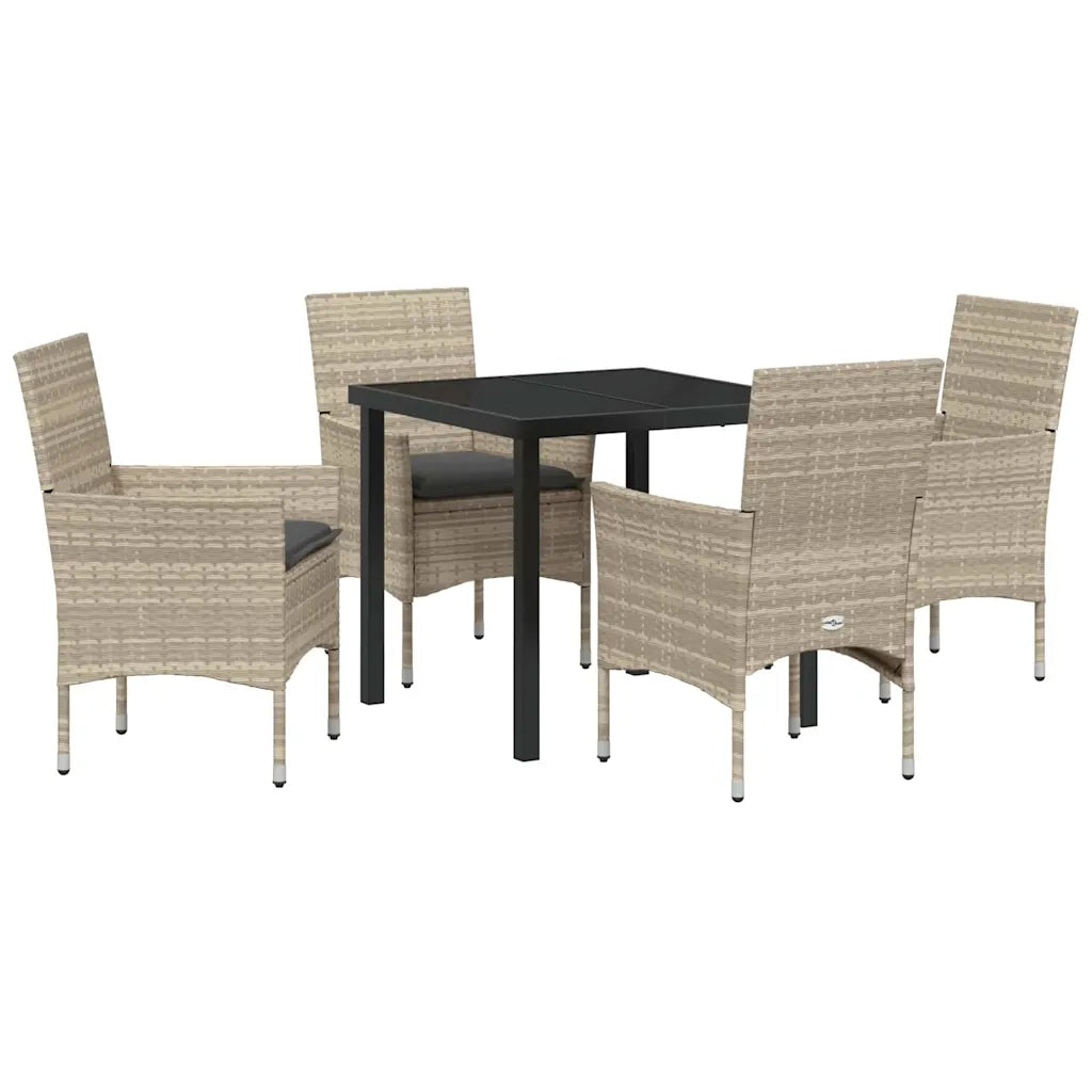 Set da Pranzo per Giardino 5 pcs Grigio chiaro polyrattan