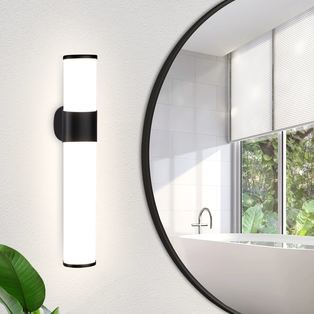ZMH Lampada da specchio per bagno a LED 6W nera da parete per bagno 30 cm