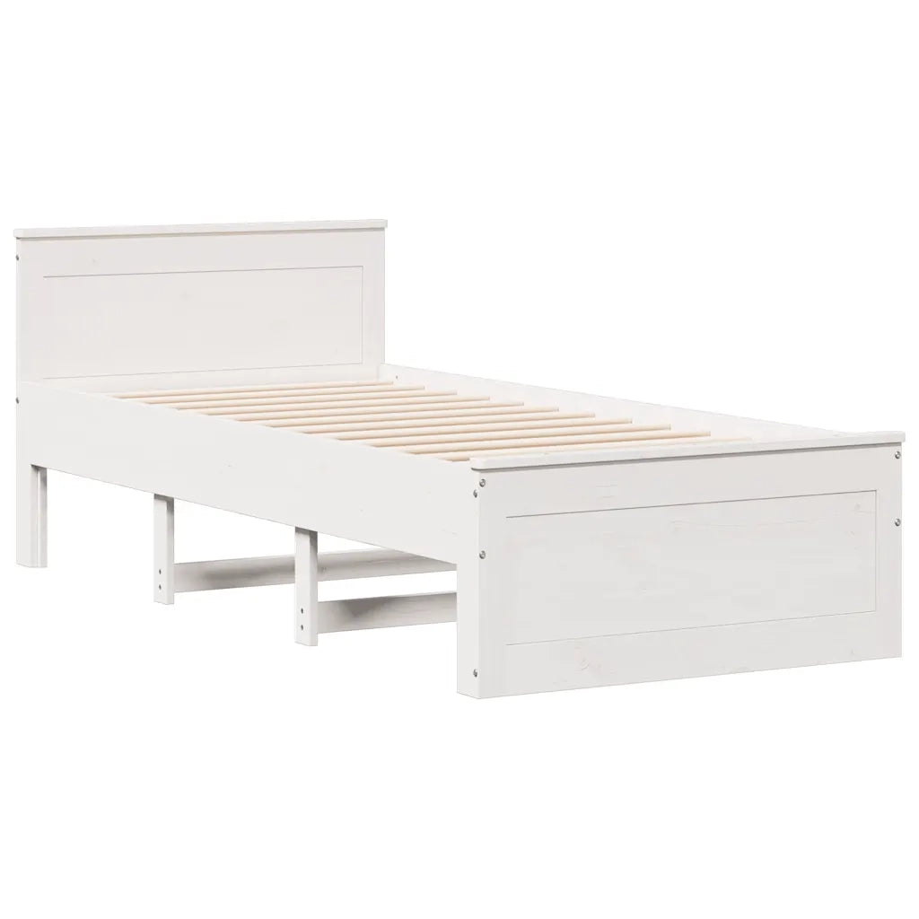 vidaXL Giroletto senza Materasso con Testiera Bianco 90x190 cm Pino