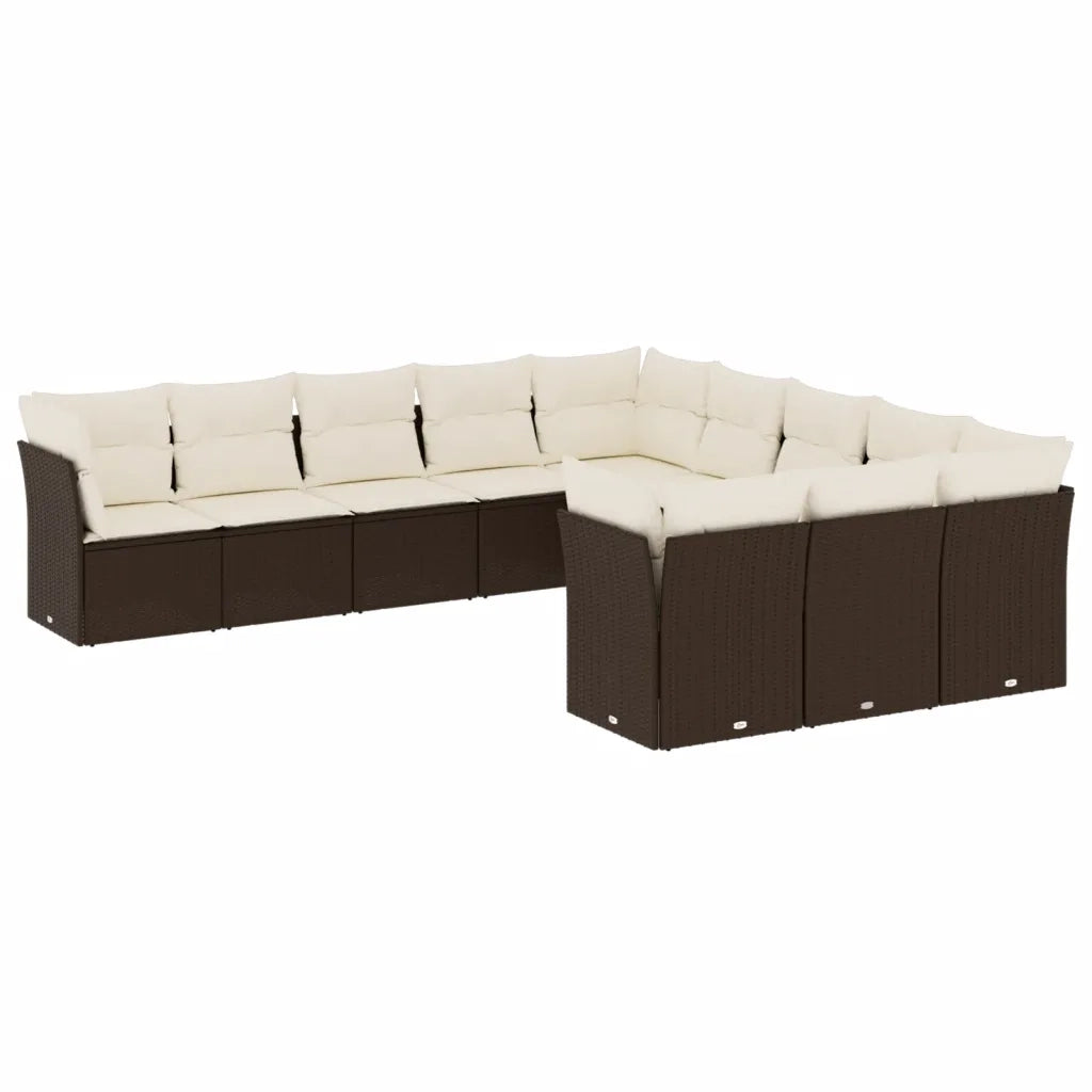 Set Divani da Giardino 11 pz con Cuscini Polyrattan Marronecod mxl 87374