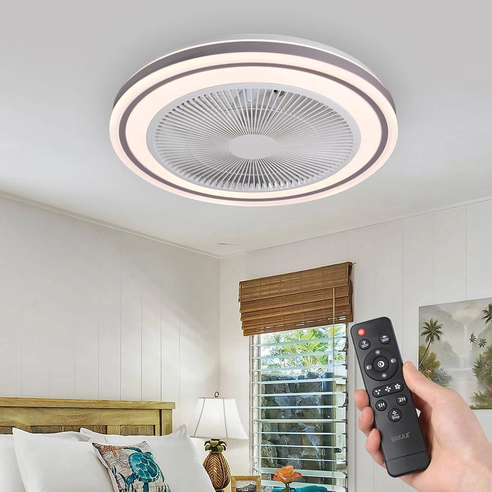 Ventilatore a Soffitto con Lampada Plafoniera LED 3 Velocità Luce RGB 80W Timer