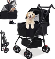 Carrello per animali pieghevole 3 in 1 fino a 20 kg - adatto per cani e gatti - con finestra a rete e contenitore per acqua. Carrello per animali