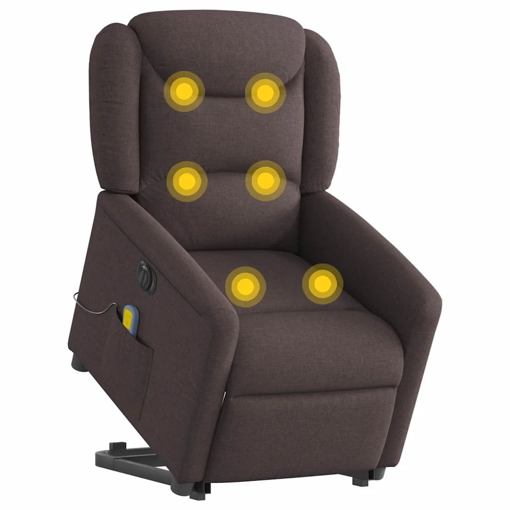 Poltrona Alzapersona Massaggio Elettrica Marrone Scuro Tessuto 3303229