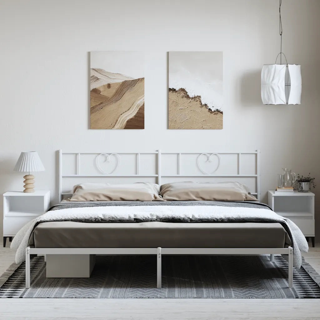 Giroletto con Testiera Metallo Bianco 183x213 cm