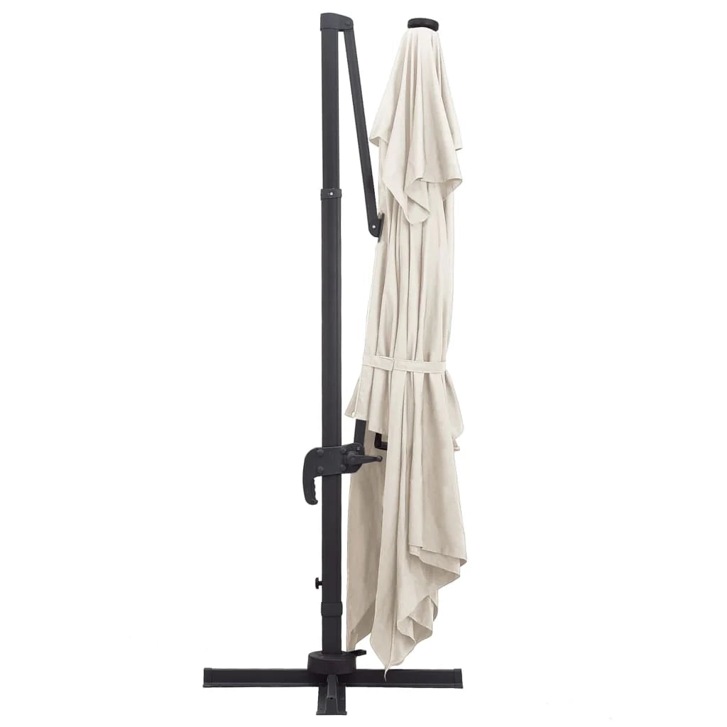 Ombrellone a braccio con luci LED alluminio 400 x 300 cm colore sabbia 02_0008451