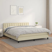 vidaXL Giroletto a Molle con Materasso Crema 160x200 cm in Similpelle