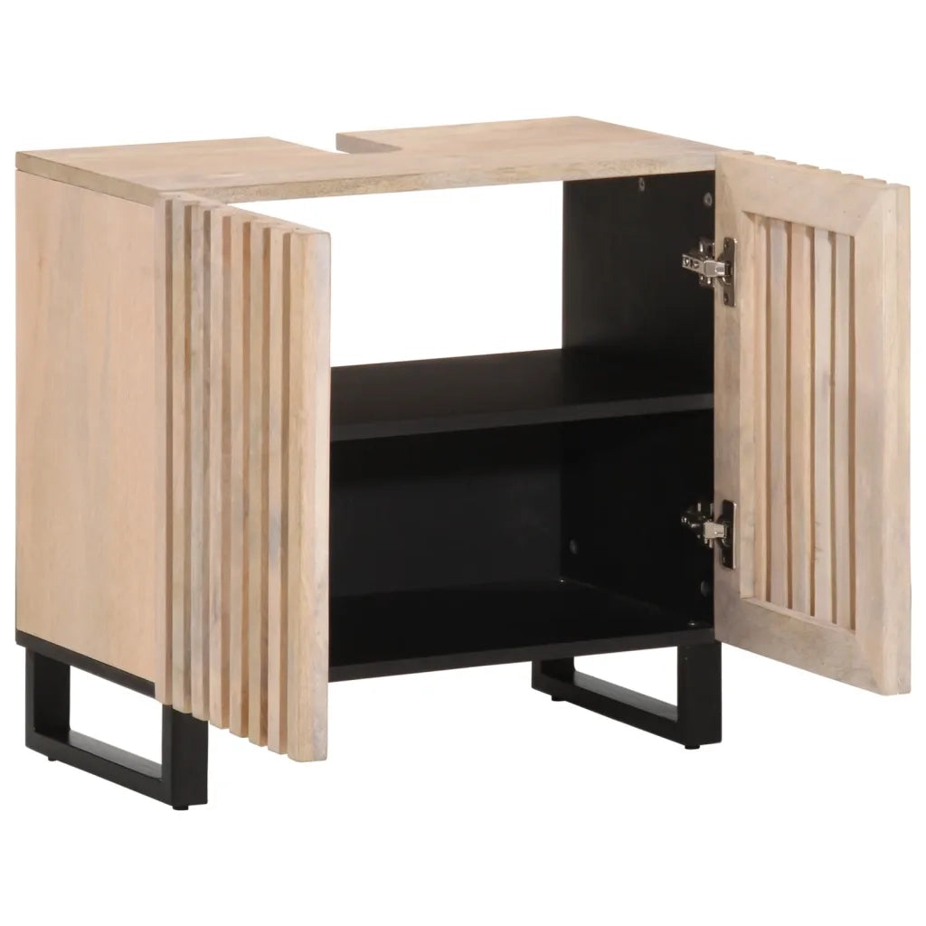 Mobile Lavabo da Bagno-Armadietto da bagno 62x34x58cm in Legno Massello di Mango