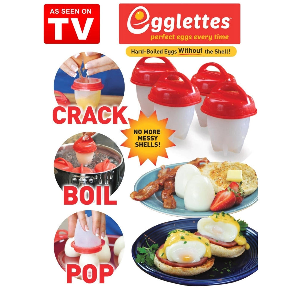 Trade Shop - Cuoci Uova In Silicone Senza Guscio 6 Pz Uovo Sodo Frittata Omelette Egglettes -