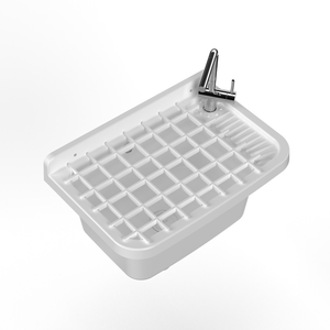 Lavatoio 50 cm Pilozzo a Parete con Griglia in Resina Bianco