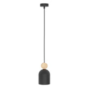 Lampada sospesa MESI nera ovale legno 1xGU10 minimal Emibig