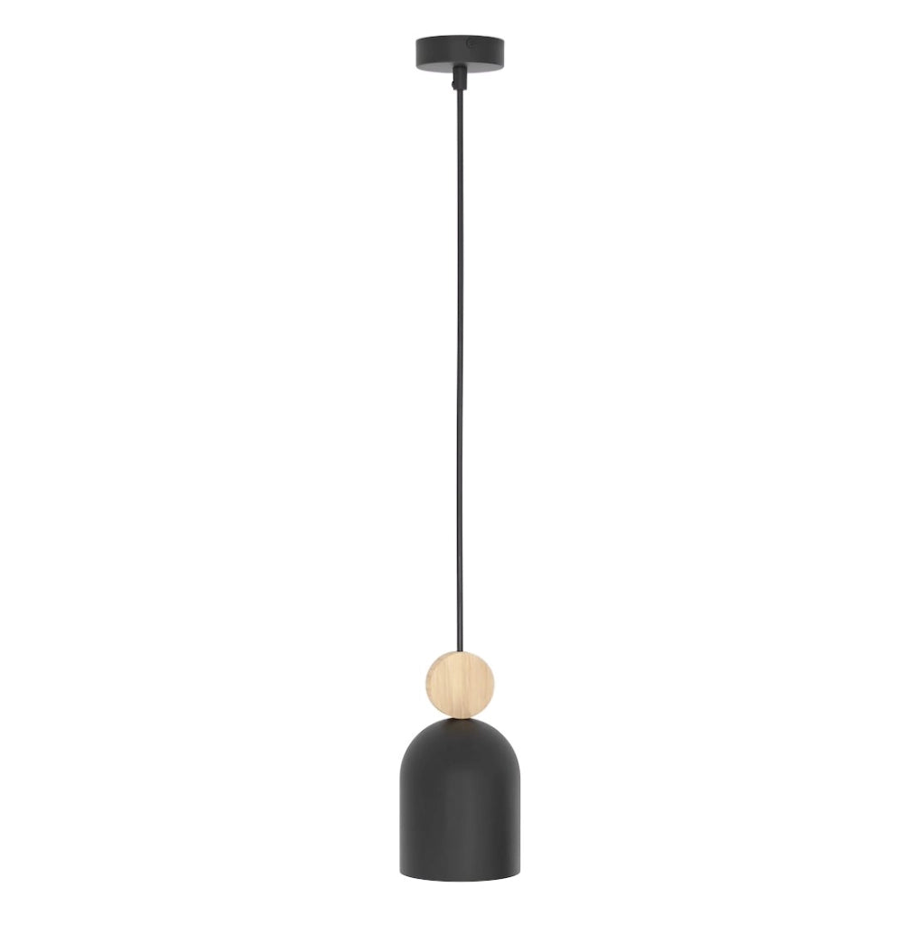 Lampada sospesa MESI nera ovale legno 1xGU10 minimal Emibig