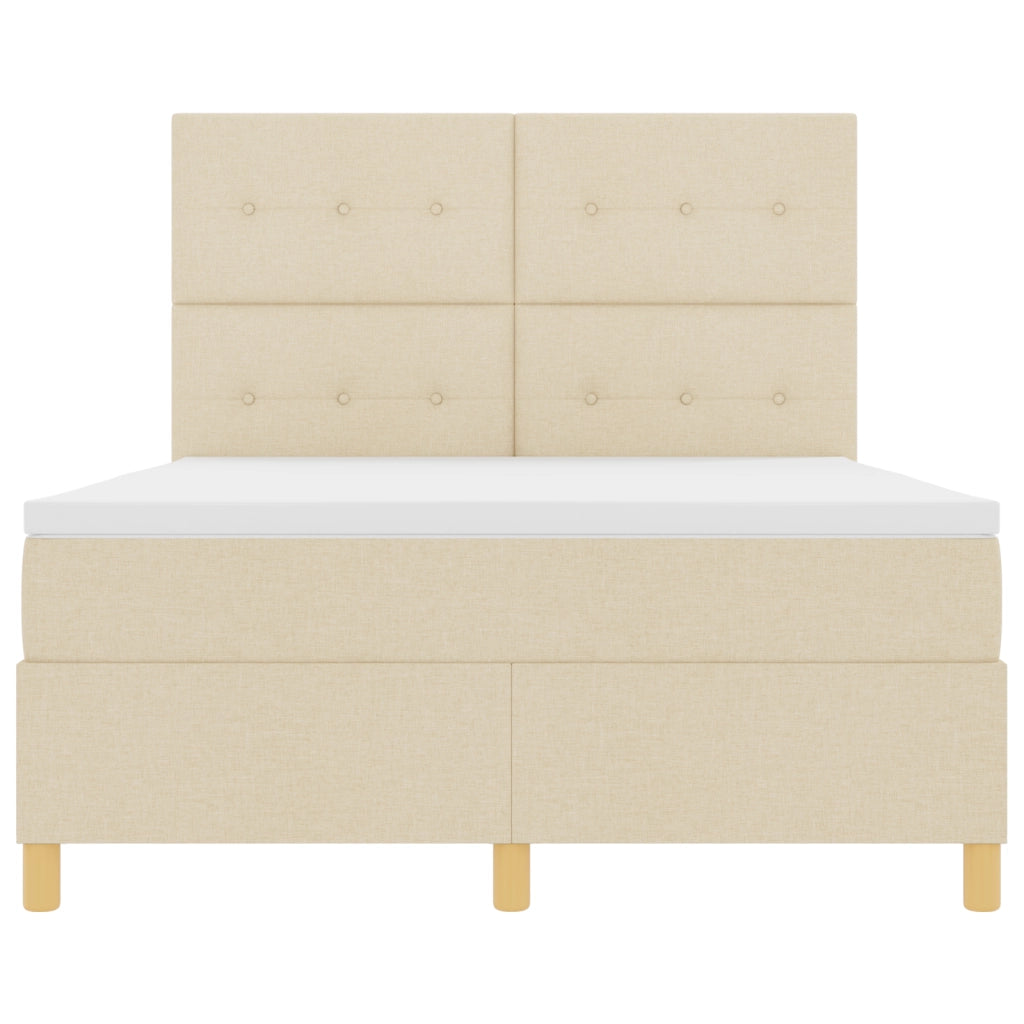 Letto con Box Spring e Materasso & LED Crema 140x190 cm Tessuto