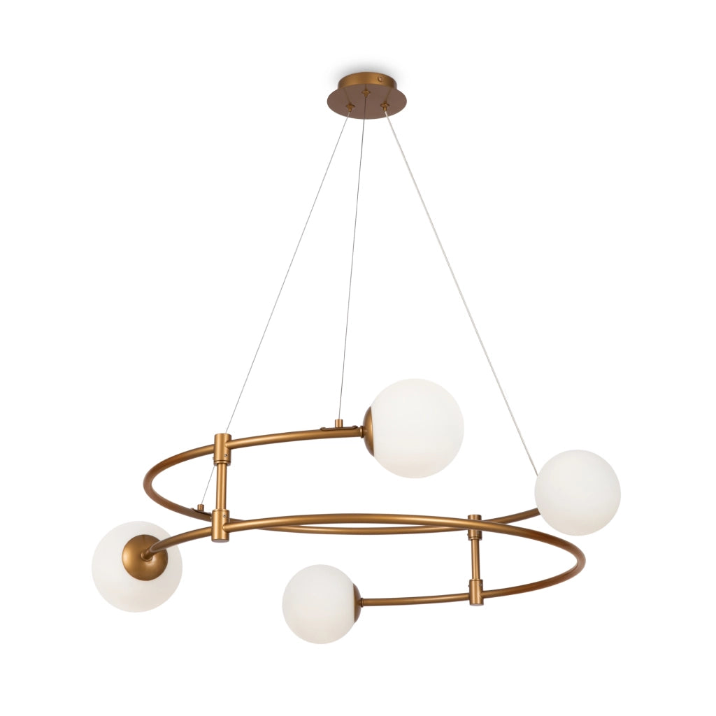 Maytoni Lampadario Minimal Balance 4 luci G9 oro metallo diffusori vetro