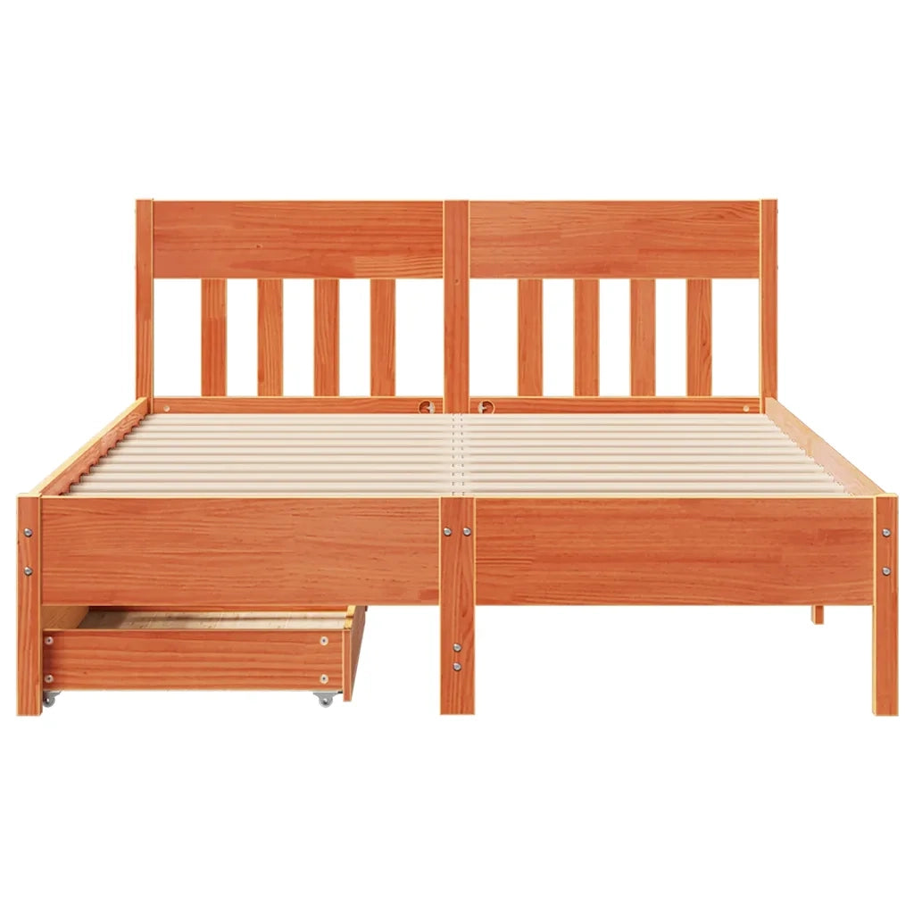 Letto senza Materasso Marrone Cera 120x200 cm in Legno di Pino
