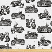 Motorfietsstoff per metro, Disegni in stile retro, Copertura di alta qualità per accessori da interni, 10M (148x1000cm), Bianco Nero Grigio