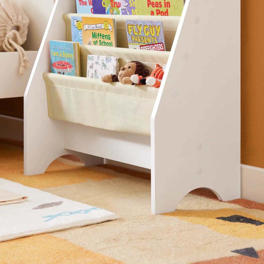 Libreria,Portariviste a terra, scaffale per riviste, 4 scomparti, 62x30x71cm FRG225-W