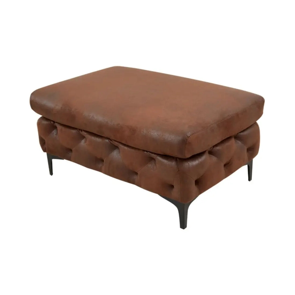 Pouf VELENA marrone – Pouf barocco in microfibra con struttura in legno massello