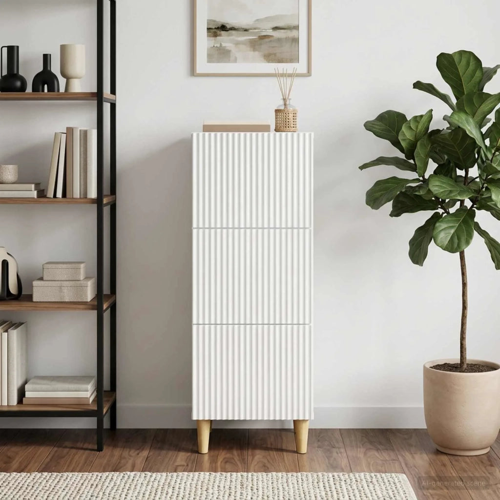 Mobile con Cassetti Bianco Lucido 33 x 34,5 x 90 cm 894619