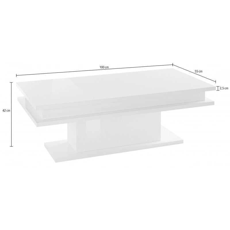 Tavolino da caffè Little Big – 100cm con LED – Bianco Lucido