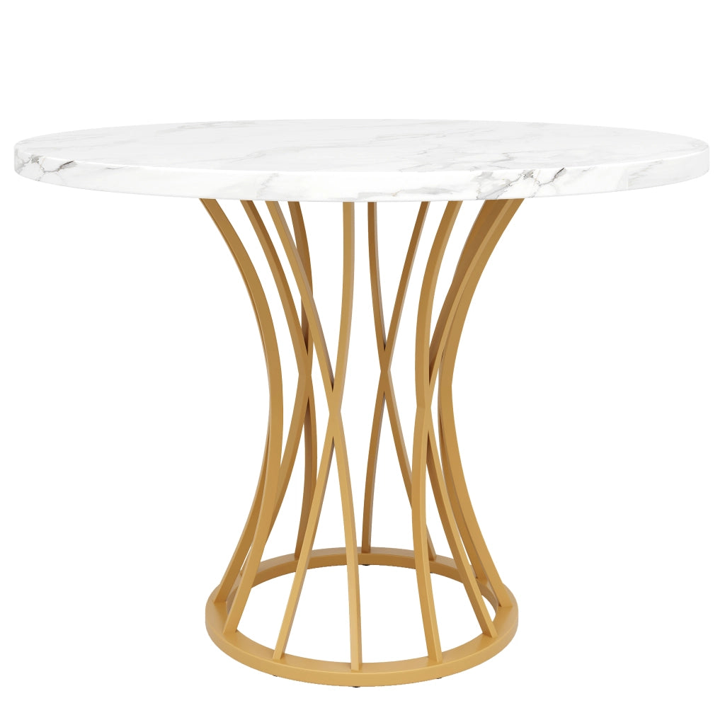 TAVOLO Rotondo 80x80x76 cm MDF e Metallo Colore Oro