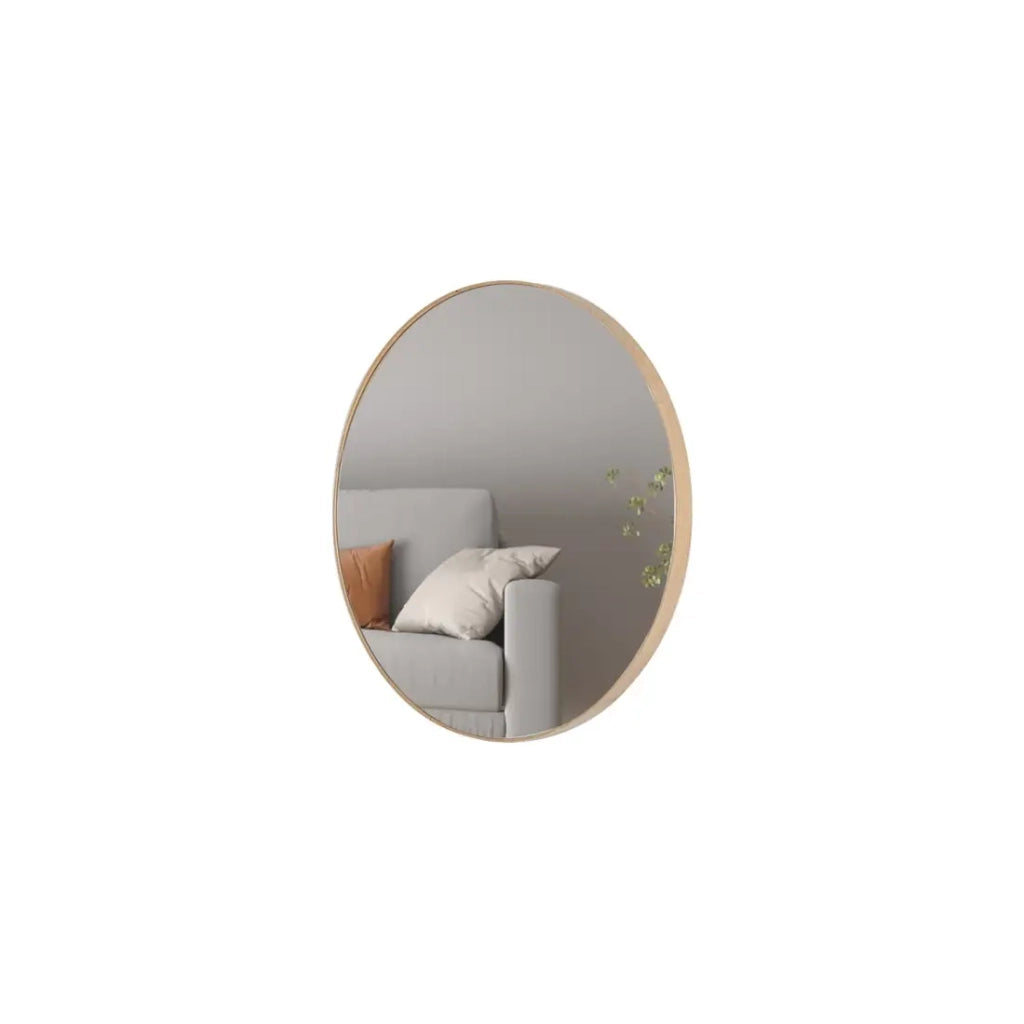 Specchio rotondo RIO – Ø80 cm – Finitura quercia invecchiata – MDF decorato legno – Design naturale e alla moda