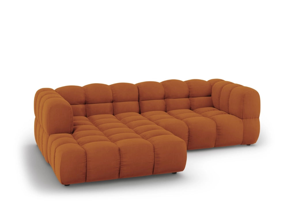 Cosmopolitan Design - Divano angolare modulare sinistro "Sky" 3 posti in velluto terracotta 
