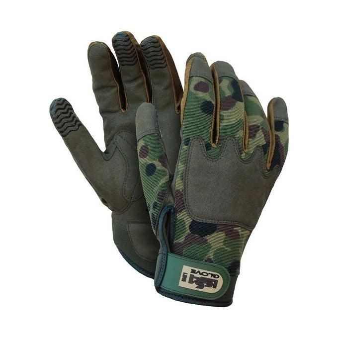 Issaline ARMY 07325 Guanti da Lavoro High Tech Pelle Sintetica Clarino Velcro Rinforzo Silicone Cat I EN 420 Taglia L colore Mimetico