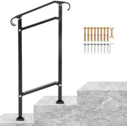 Sistema di Sostegno per Scale - Railing in Acciaio Smeato per 1-2 Gradini - Angolo Regolabile 0-30,8° - Dimensioni 50 x 13,5 x 108 cm - Per Esterno/Giardino/Entrata