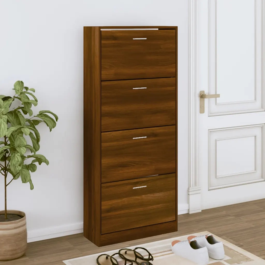 Scarpiera Rovere Marrone 63x24x147 cm in Legno Multistrato 342549