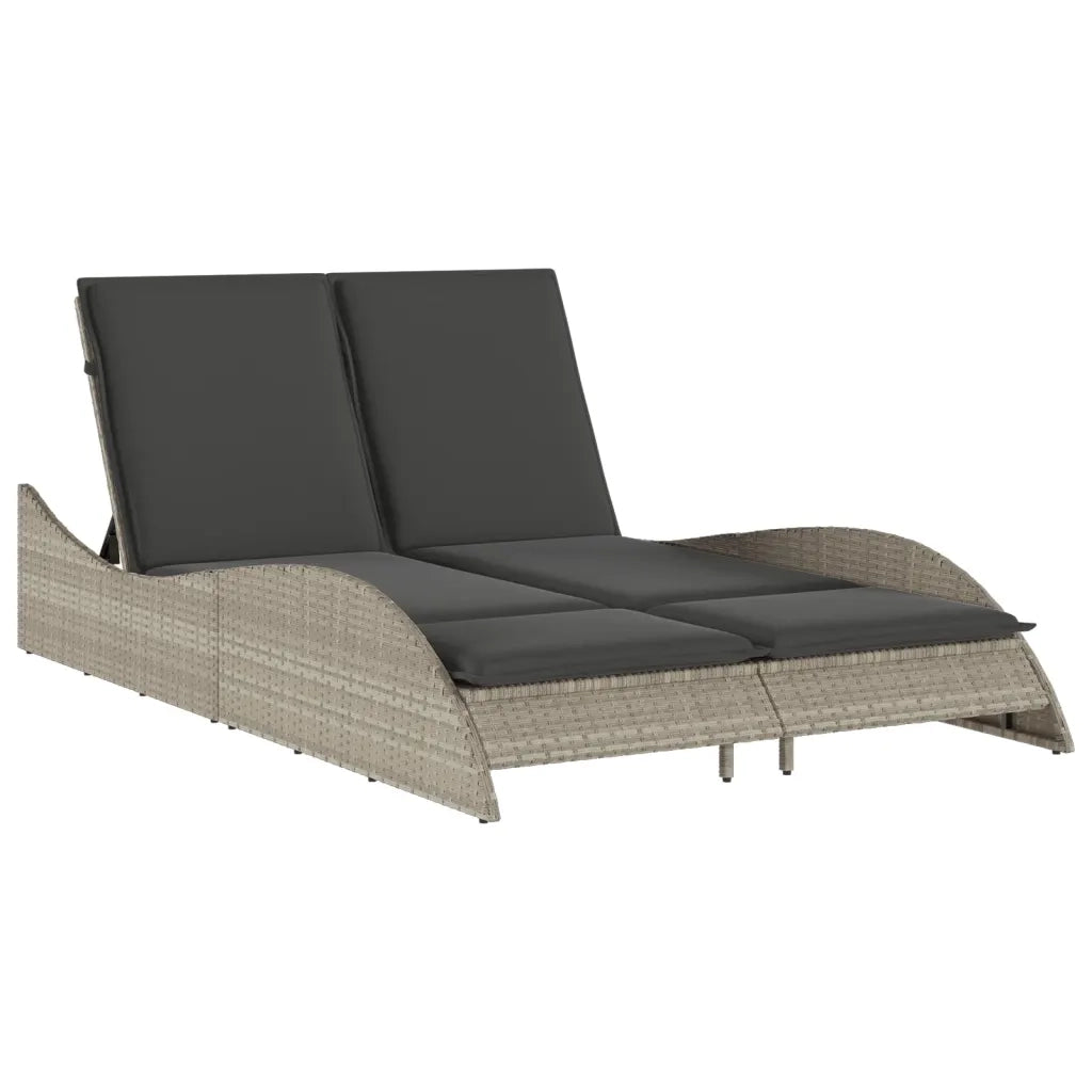 Sdraio da giardino | Lettino con Cuscini Grigio Chiaro 114x205x73 cm in Polyrattan