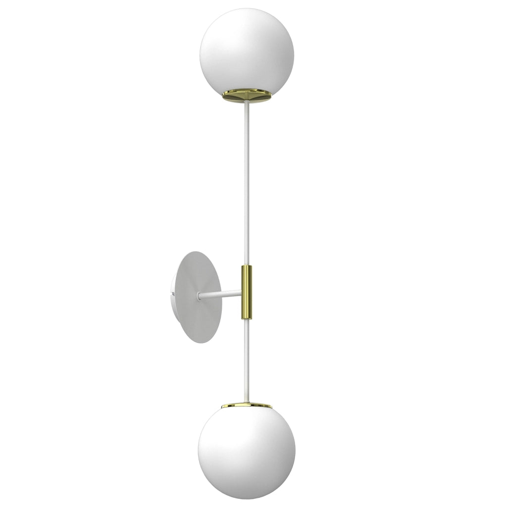 Applique Satelit Luminex bianco-oro 2 globi vetro E27