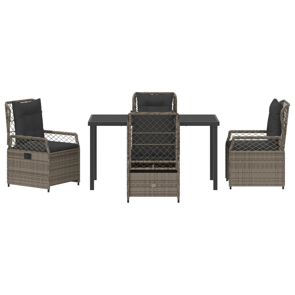 Set di mobili da pranzo da giardino 5 pezzi in polyrattan grigio
