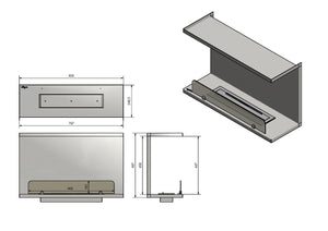 Camino a Bioetanolo da Incasso 80x50 cm Inside C 800 V2 Nero con Vetro